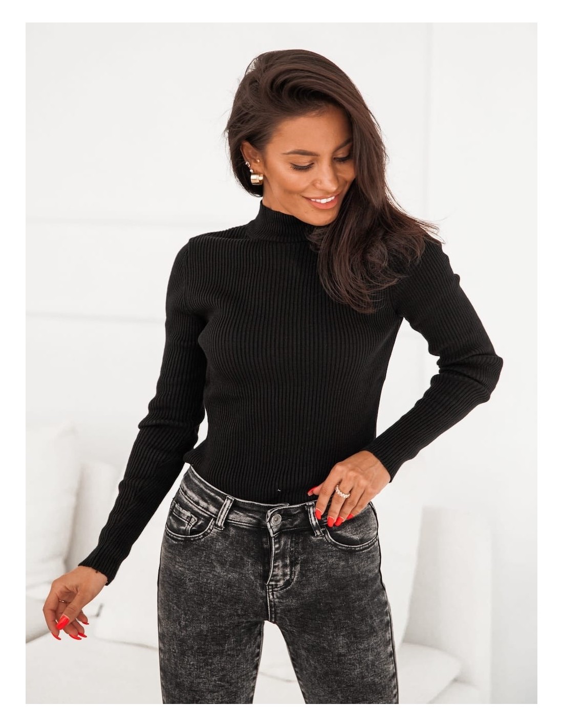 Women\'s fitted black turtleneck 3212024 - Online store - Boutique